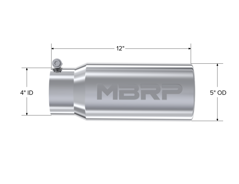 MBRP Universal Tip 5 O.D. Rolled Straight 4 inlet 12 length - T5050