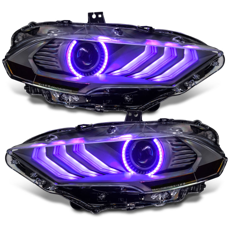 Oracle Lighting 18-23 Ford Mustang Dynamic ColorSHIFT LED Headlights - Black Series - 8204-332