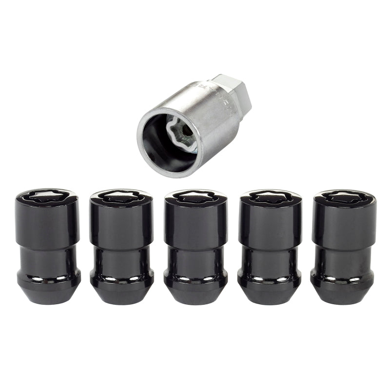 McGard Wheel Lock Nut Set - 5pk. (Cone Seat) 1/2-20 / 3/4 &amp;13/16 Dual Hex / 1.46in. Length - Black - 24548