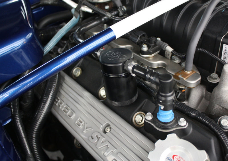 J&amp;L 07-14 Ford Mustang GT500 Passenger Side Oil Separator 3.0 - Black Anodized