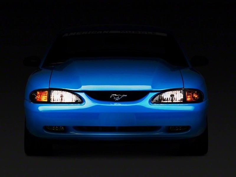 Raxiom 94-98 Mustang Axial Series Cobra Style Headlights- Black Housing (Clear Lens) - 49050