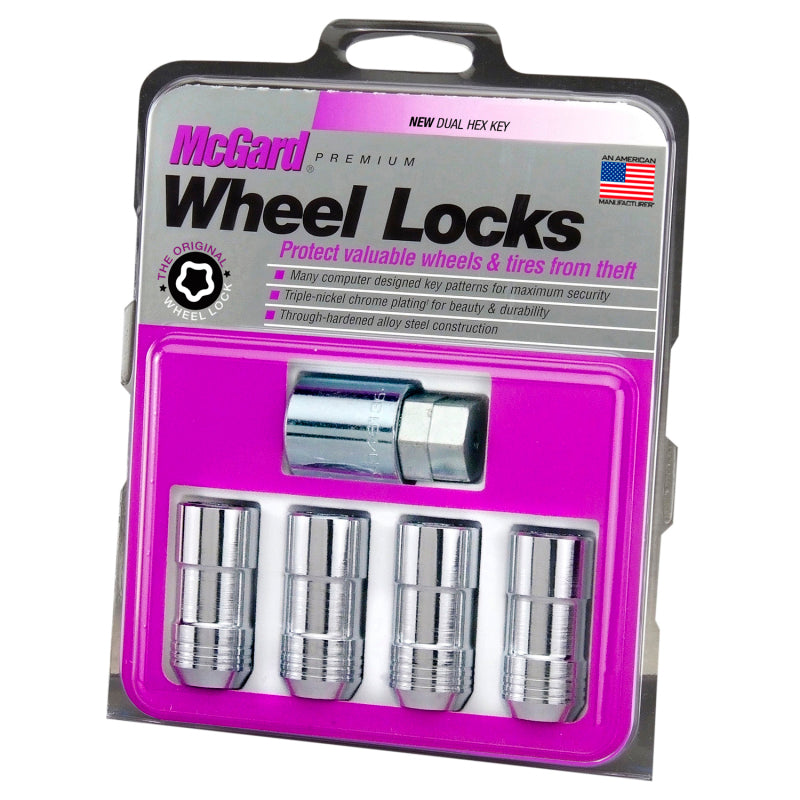 McGard Wheel Lock Nut Set - 4pk. (Cone Seat) M14X1.5 / 21mm &amp; 22mm Dual Hex / 1.965in. L - Chrome