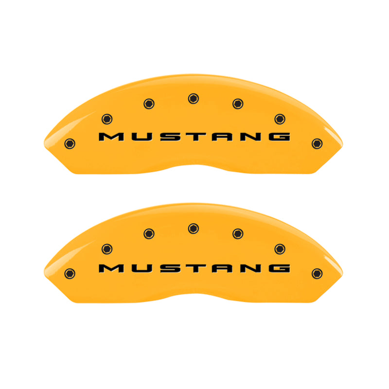 MGP 4 Caliper Covers Engraved Front 2015/Mustang Engraved Rear 2015/Bar &amp; Pony ylw finish black ch - 10202SMB2YL
