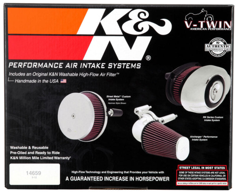 K&amp;N Oval Red 9in Intake System for Harley Davidson - RK-3910-1