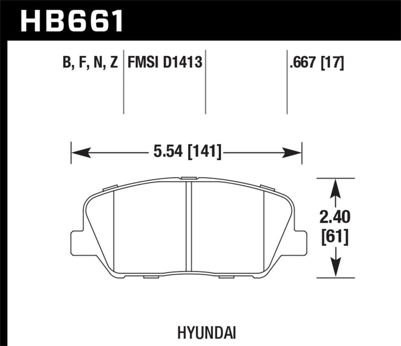 Hawk 10 Hyundai Genesis Coupe (w/o Brembo Breaks) HP+ Autocross Front Brake Pads - HB661N.667 for 2010-2015 Hyundai Genesis C