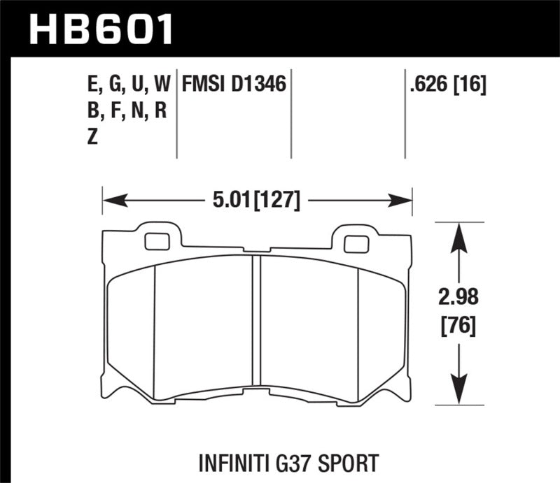 Hawk Infiniti G37 Sport Performance Ceramic Street Front Brake Pads