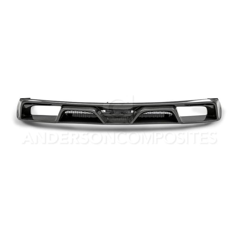 Anderson Composites 15-16 Ford Mustang R-Style Carbon Fiber Rear Valance (for Quad Tip Exhaust) - AC-RL15FDMU-GR