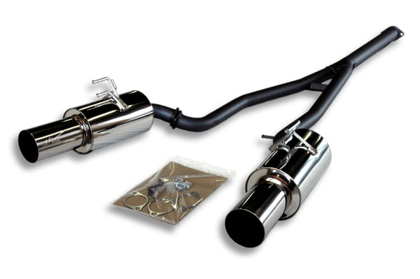 HKS 08-09 Evo 10 Hi-Power Dual Tip Catback Exhaust - 31008-BM001 for 2008-2015 Mitsubishi Lancer - front view