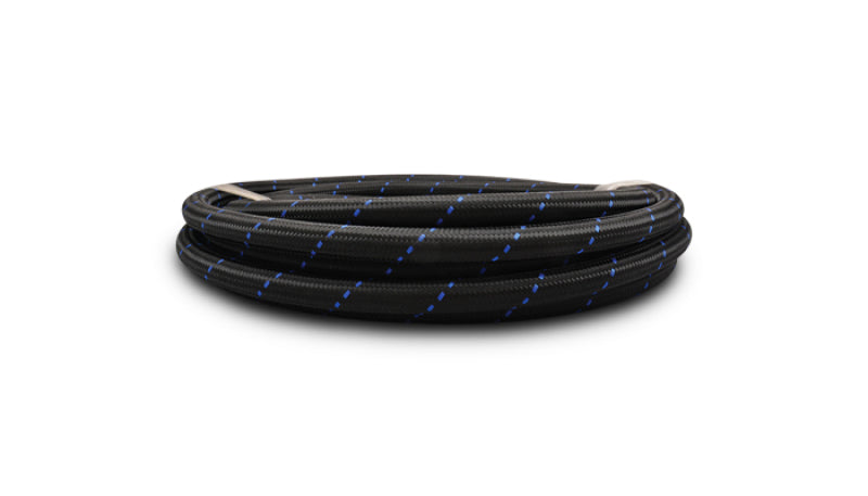 Vibrant -10 AN Two-Tone Black/Blue Nylon Braided Flex Hose (10 foot roll) - 11970B