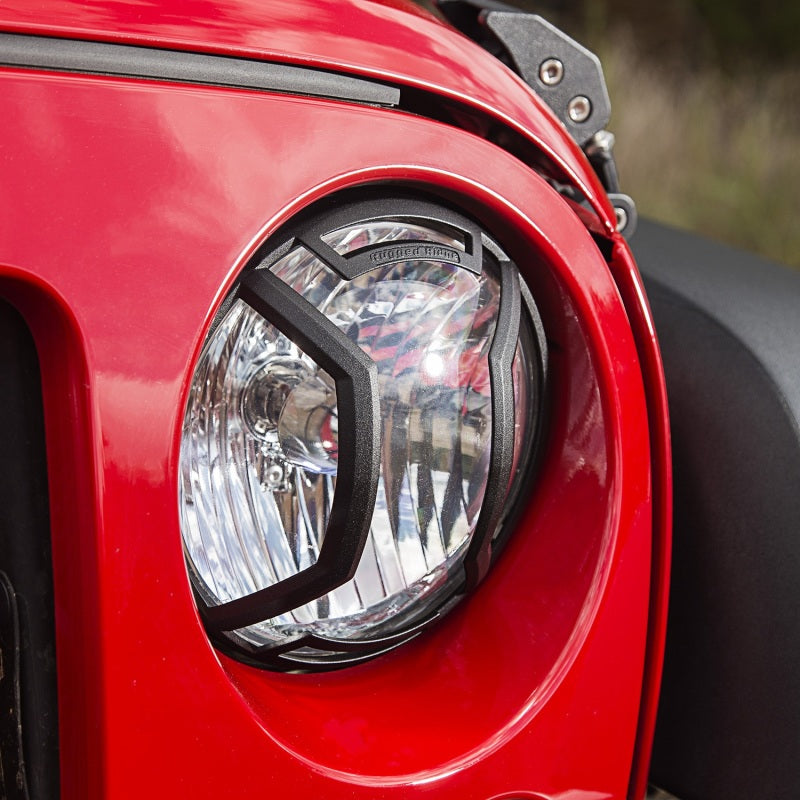 Rugged Ridge 07-18 Jeep Wrangler JK/JKU Textured Black Elite Headlight Euro Guards - 11230.12