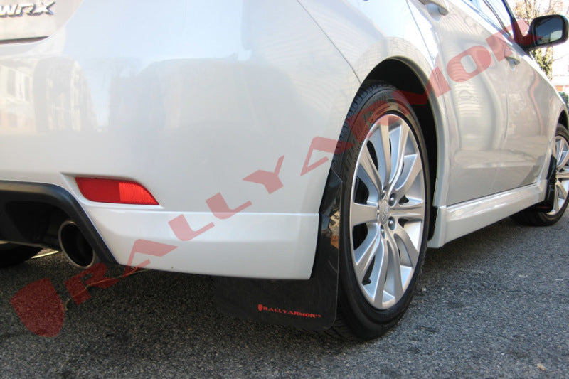 Rally Armor 08-10 Subaru WRX (Hatch &amp; Sedan) / 08-11 Impreza 2.5i Black UR Mud Flap w/ Red Logo - MF6-UR-BLK/RD