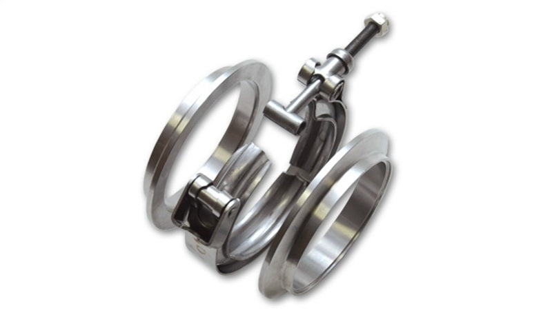 Vibrant T304 SS V-Band Flange Assembly for 4in O.D. Tubing incl 2 V-Band flanges &amp; 1 V-Band Clamp - 1493