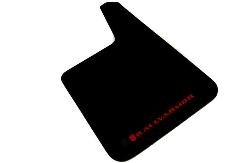Rally Armor Universal Fit (No Hardware) Basic Plus Black Mud Flap w/ Red Logo - MF20-BAS-RD