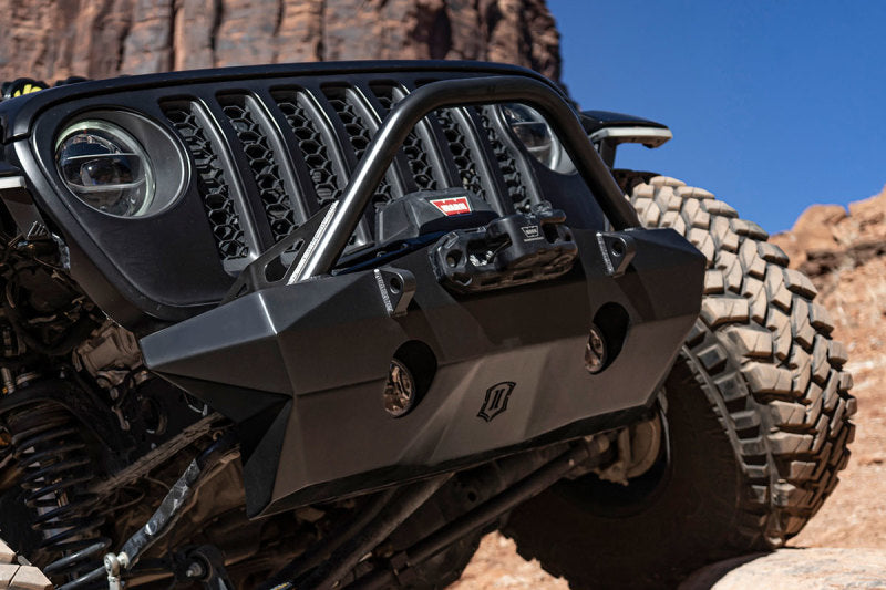 ICON 2018+ Jeep Wrangler JL / 2020+ Jeep Gladiator JT Pro Recessed Impact Front Bumper w/Bar &amp; Tabs - 25244
