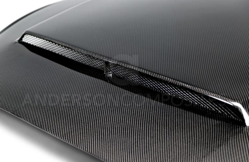 Anderson Composites 15-17 Ford Mustang (Excl. GT350/GT350R) Super Snake Double Sided Hood - AC-HD15FDMU-SN-DS