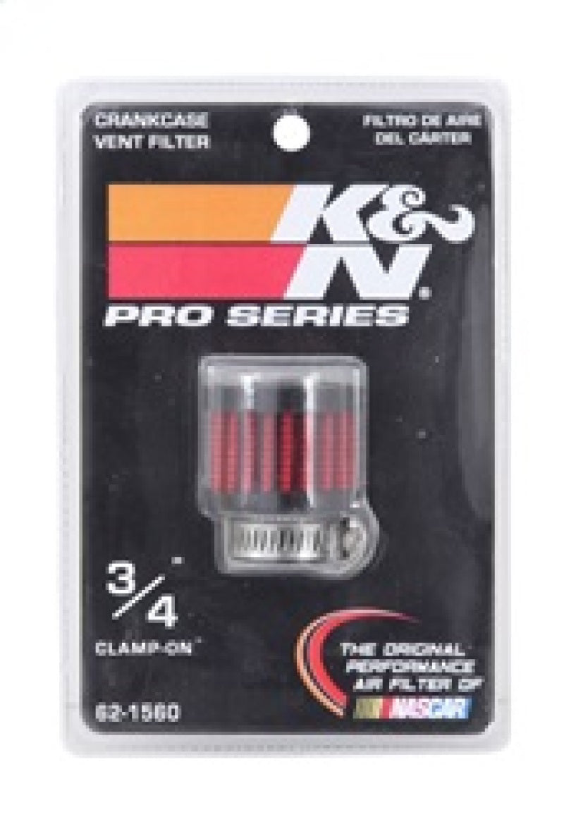 K&N 0.75 inch ID 1.375 inch OD 1.125 inch H Clamp On Crankcase Vent Filter - 62-1560