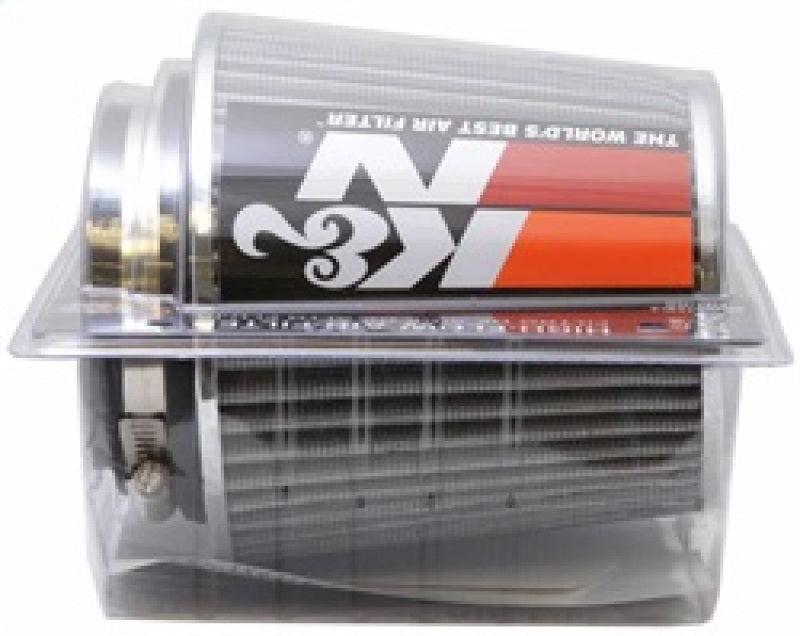 K&N Universal Filter Chrome Round Tapered White - 4in Flange ID x 1.125in Flange Length x 5.5in H - RG-1001WT