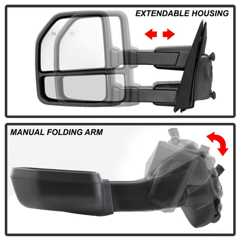 xTune 15-17 Ford F-150 Heated Telescoping Mirrors (Pair) (MIR-FF15015-G4-PWH-SET) - 9943058