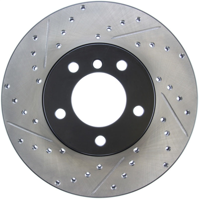 StopTech 9/07-09 BMW 328 Slotted & Drilled Right Front Rotor - 127.34108R for 2007-2019 BMW 3 Series - front view