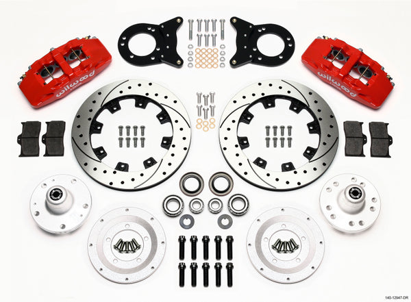 Wilwood Dynapro 6 Front Hub Kit 12.19in Drill Red 1965-1969 Mustang Disc & Drum Spindle - 140-12947-DR for 1964-1969 Ford Ran