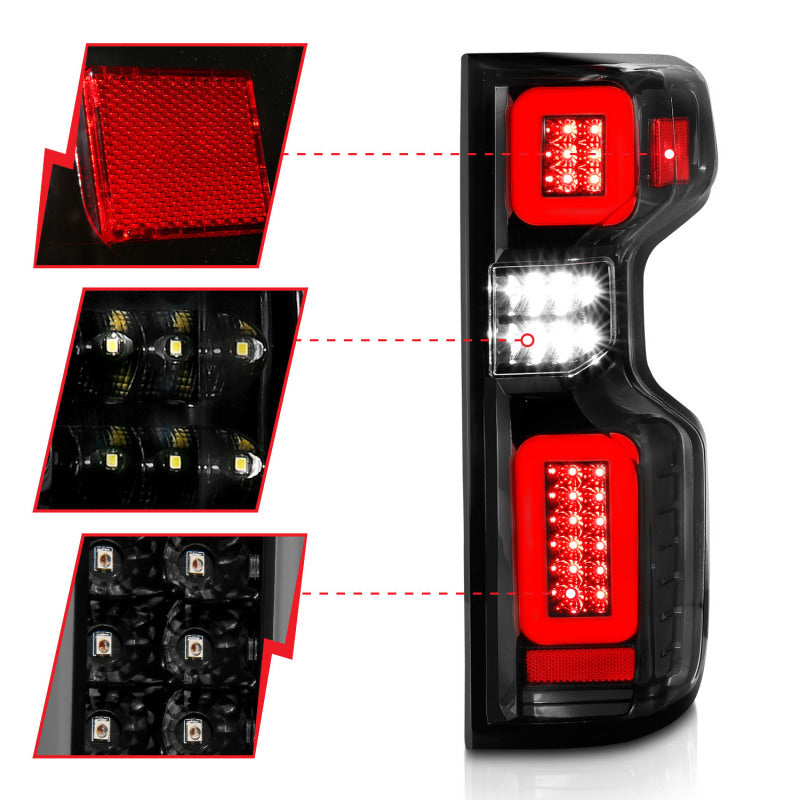 Anzo 19-21 Chevy Silverado Full LED Tailights Black Housing Clear Lens G2 (w/C Light Bars) - 311414