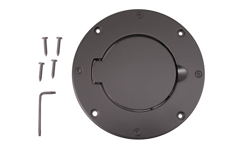 Rugged Ridge Non-Locking Gas Cap Door Black 97-06 Jeep Wrangler - 11425.02 for 1997-2006 Jeep Wrangler - angle view