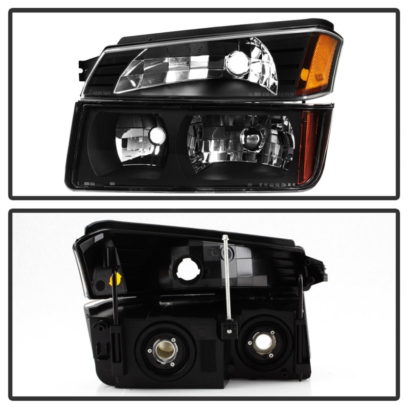 xTune 02-06 Chevy Avalanche w/Cladding OEM Bumper Light &amp; Headlights - (BLACK) (HD-JH-CAVA02-SET-BK) - 9040641