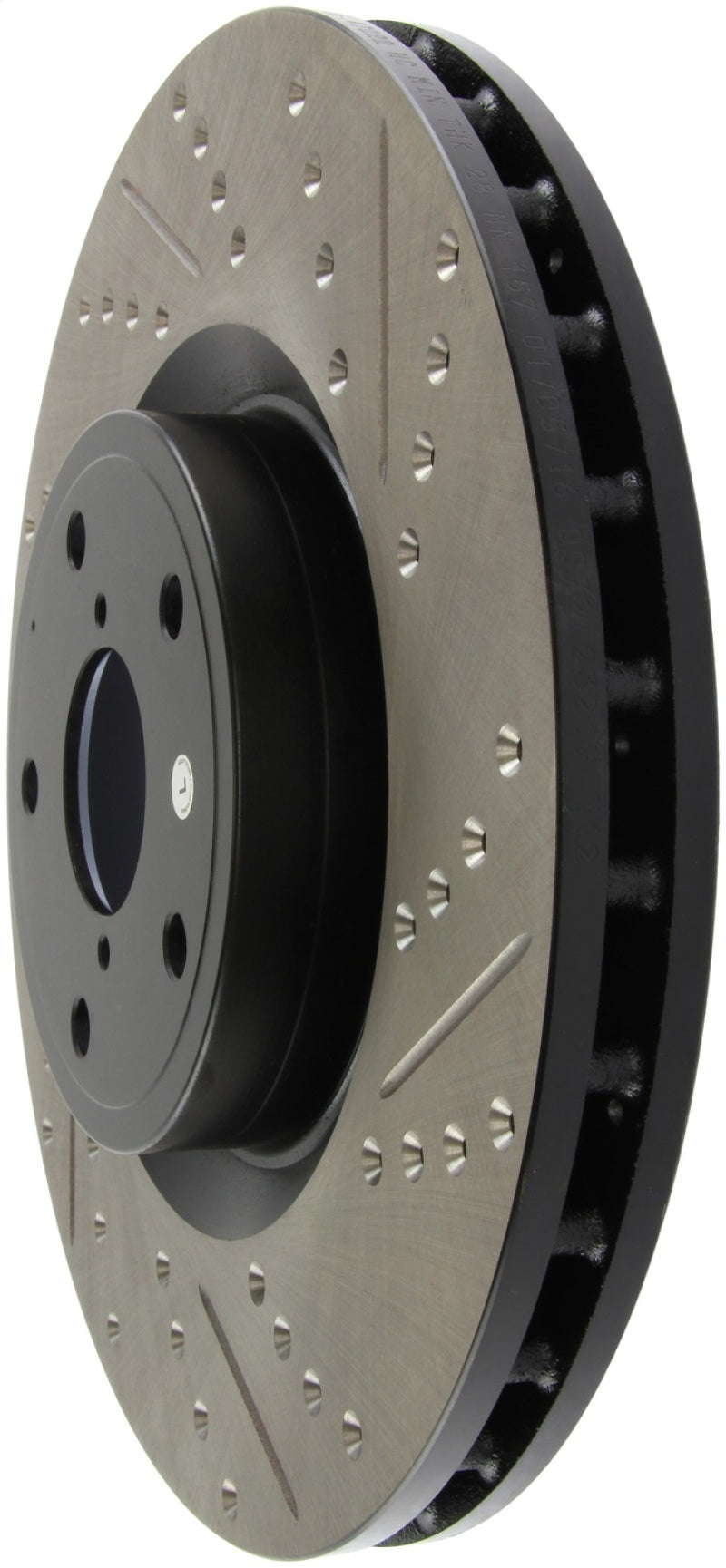 StopTech 05-10 Subaru Impreza WRX/STi Slotted & Drilled Left Front Rotor - 127.47022L for 2005-2014 Subaru Impreza - detail v