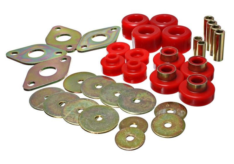 Energy Suspension Body Mount Set-Reg Access &amp; Dbl Cab - Red - 8.4109R