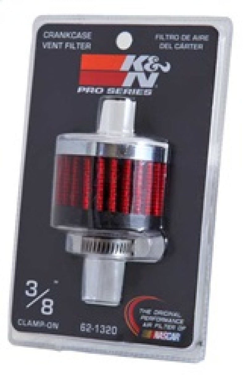 K&N Clamp On Rubber Base Crankcase Vent Filter 0.375in Flange ID x 2in OD x 1.5in Height - 62-1320