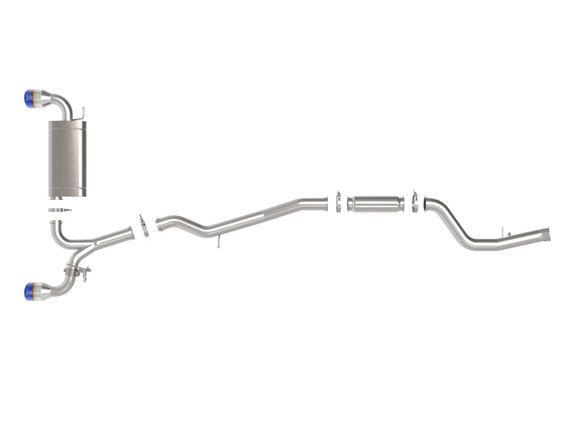 aFe POWER Takeda 2021 Toyota Supra 2.0L (t) 2.5in-3in 304 SS CB Exhaust w/ Blue Tips - 49-36050-L