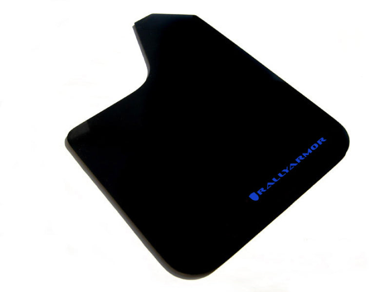 Rally Armor Universal Fit (No Hardware) Basic Black Mud Flap w/ Blue Logo - MF12-BAS-BL by Rally Armor - front view