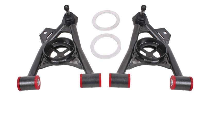 BMR 94-04 Mustang Lower Non-Adj. A-Arms (Poly) w/ Tall Ball Joint / Spring Pocket - Black Hammertone - AA043H