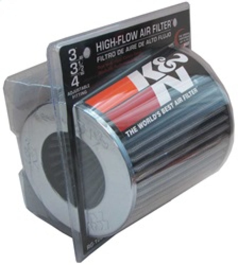 K&N Universal Filter Chrome Round Tapered White - 4in Flange ID x 1.125in Flange Length x 5.5in H - RG-1001WT