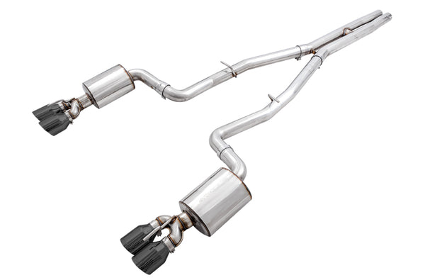 AWE Tuning 2015+ Dodge Challenger 6.4L/6.2L Non-Resonated Touring Edition Exhaust - Quad Black Tips - 3020-43082 for 2015-202