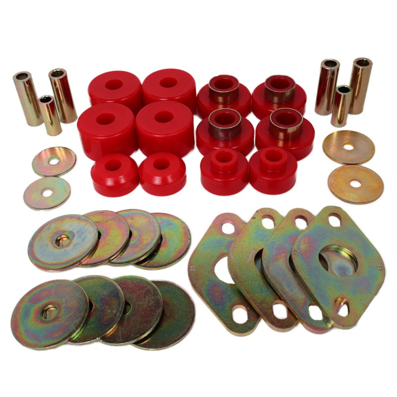 Energy Suspension Body Mount Set-Reg Access &amp; Dbl Cab - Red - 8.4109R