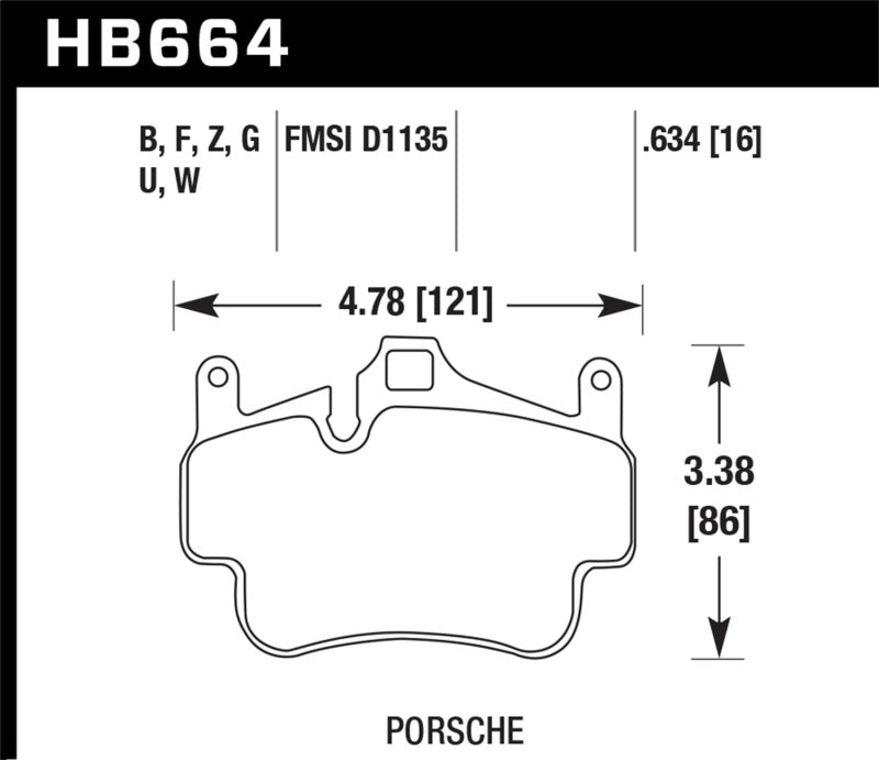Hawk 05-08 Porsche 911 Carrera Front &amp; Rear / 07-08 Cayman Front Perf Ceramic Street Brake Pads - HB664Z.634