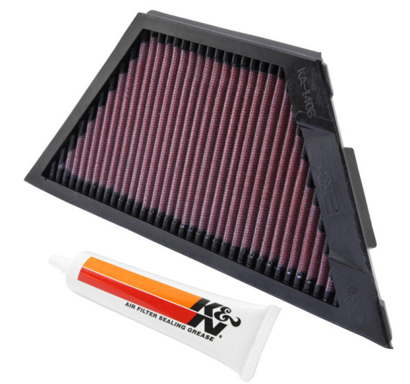 K&N Kawasaki ZX1rR Ninja/ZZR1400/1400GTR/ZX14R 11.25in O/S L x 4.75in O/S W Replacement Air Filter - KA-1406 for 2008-2014 Ka