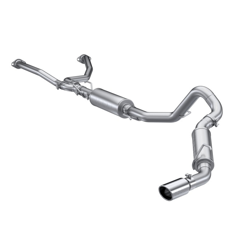 MBRP 22+ Toyota Tundra 3.5L Dual Cat-back 4in Single Side Exit Rolled Tip - Aluminized Steel - S5301AL