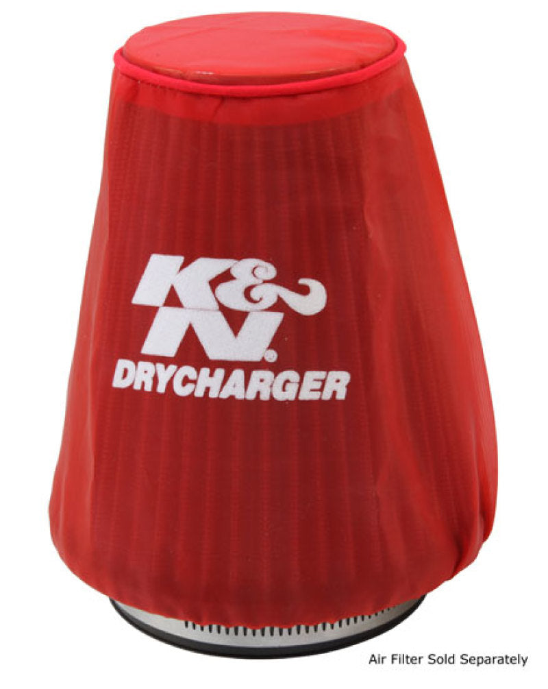 K&amp;N Red Drycharger 5.25in x 3in Round Tapered Air Filter Wrap - 22-2030PR