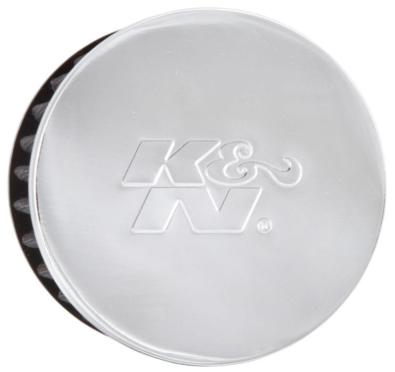 K&N 1.5in Flange ID x 3in OD x 2.5in H Chrome Finish Rubber Base Crankcase Vent Filter - 62-1460