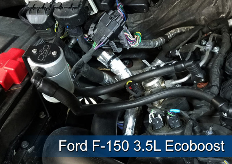 J&amp;L 2011-2023 Ford F-150 2.7L/3.5L/5.0L Passenger Side Oil Separator 3.0 - Clear Anodized