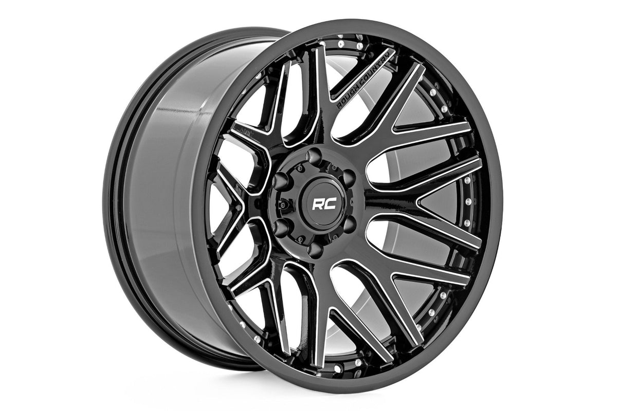 Rough Country - 95 Series Wheel | Machined One-Piece | Gloss Black | 22x10 | 6x5.5 | -25mm