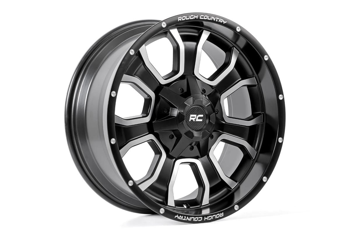 Rough Country - 93 Series Wheel | One-Piece | Machined Black | 20x10 | 6x5.5/6x135 | -18mm