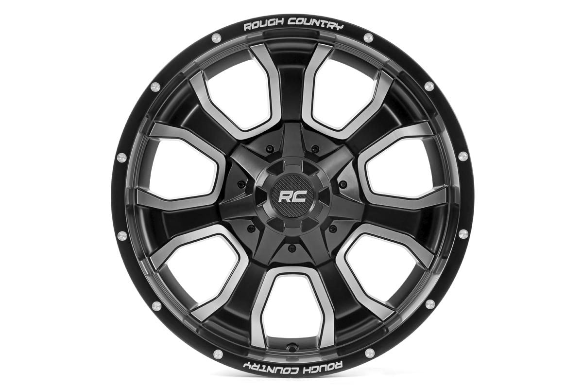 Rough Country - 93 Series Wheel | One-Piece | Machined Black | 20x10 | 6x5.5/6x135 | -18mm