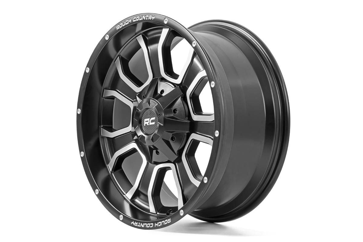 Rough Country - 93 Series Wheel | One-Piece | Machined Black | 20x9 | 6x5.5/6x135 | 0mm