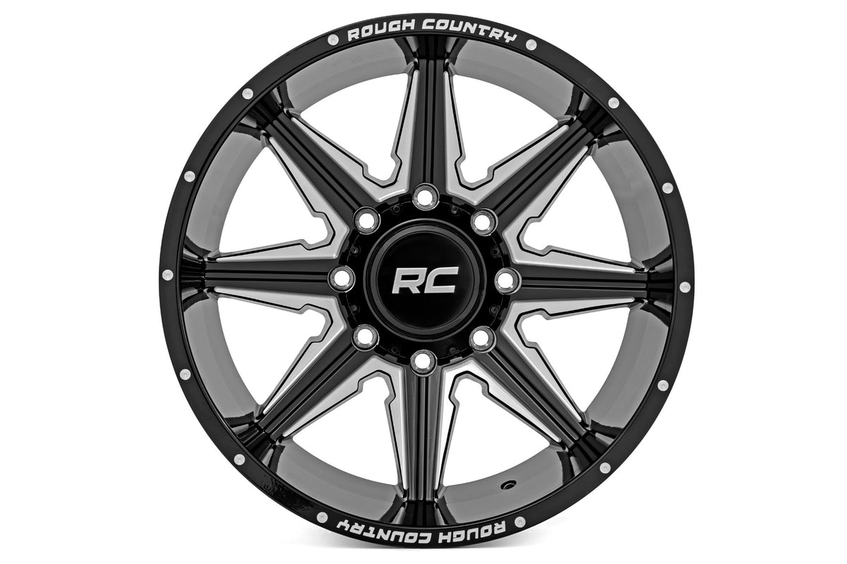 Rough Country - 91M Series Wheel | One-Piece | Gloss Black | 20x12 | 6-5.5 | -44mm