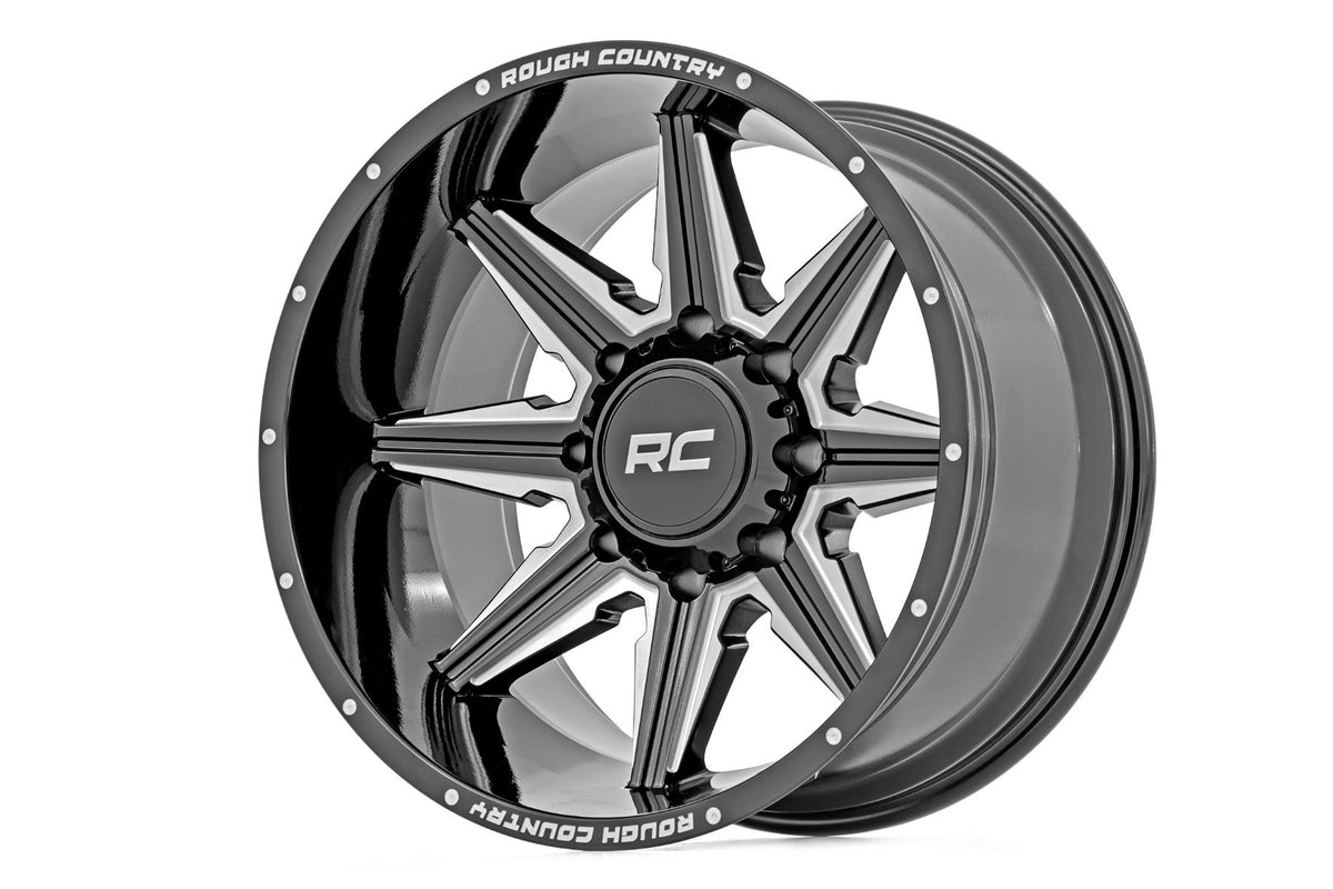 Rough Country - 91M Series Wheel | One-Piece | Gloss Black | 22x12 | 6x5.5 | -44mm