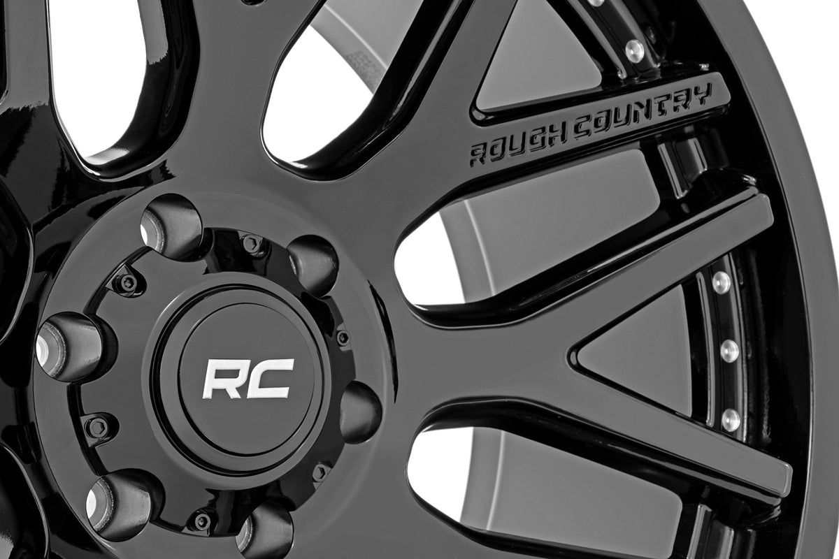 Rough Country - 95 Series Wheel | One-Piece | Gloss Black | 20x10 | 6x5.5 | -25mm