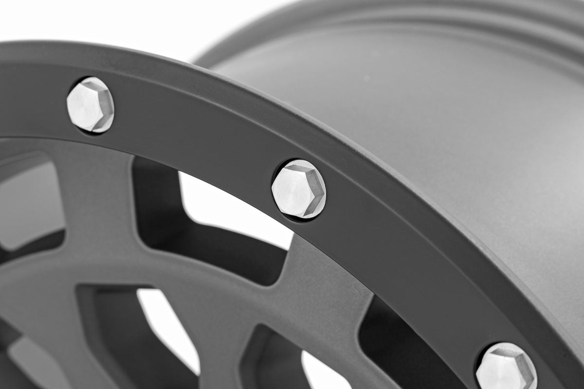 Rough Country - 87 Series Wheel | Simulated Beadlock | Gray/Black | 17x8.5 | 6x5.5 | +0mm